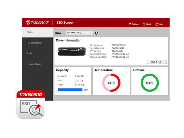 Transcend MTE250H - SSD - 4 To - PCIe 4.0 x4 (NVMe) - TS4TMTE250H -  Compufirst