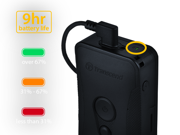 Transcend DrivePro Body Camera 70 QHD 1440p IP68 MIL-STD-810G with Built-in  64GB Memory, 9-Hour Battery Life and Tethered Camera, Modle TS64GDPB70A 