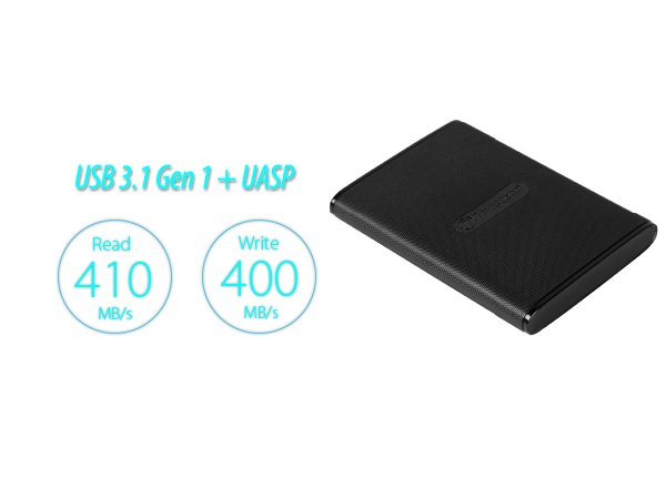 Transcend Information 480GB Portable SSD TLC USB 3.1 TS480GESD230C Black 
