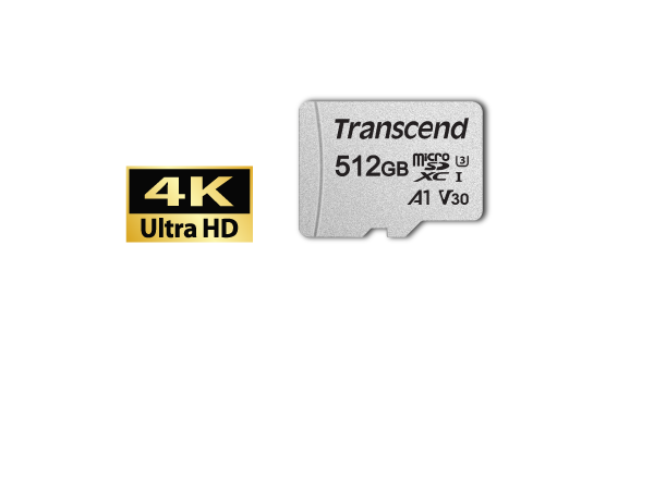 Transcend 300S - Flash memory card (adapter included) - 512 GB - A1 / Video  Class V30 / UHS-I U3 / Class10 - microSDXC 