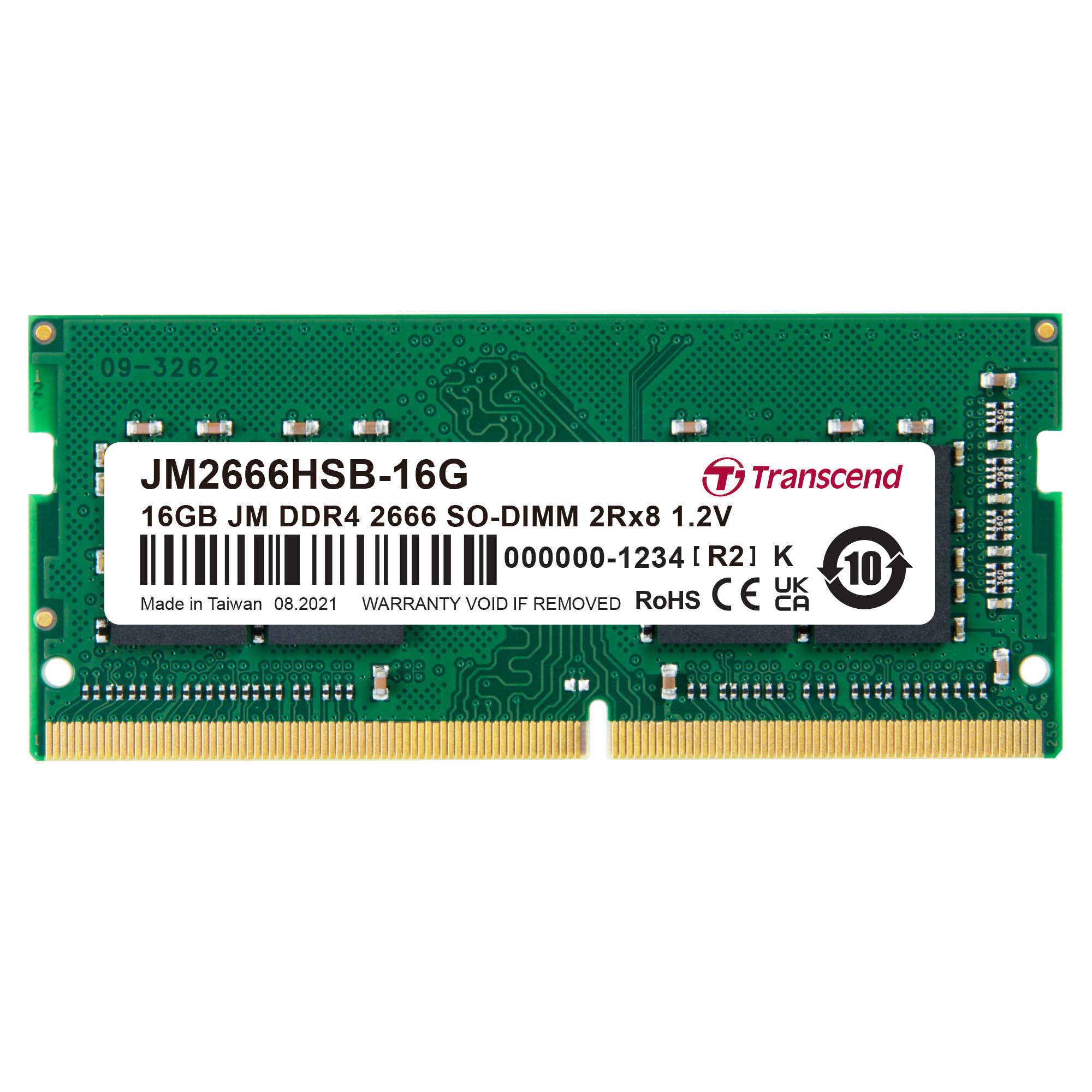 JM2666HSB-16G Transcend 16GB JM DDR4 2666 SO-DIMM 2Rx8 1.2V
