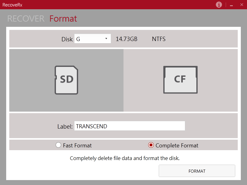 mformat utility for transcend 8gb